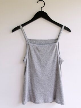 NEW Entireworld Ribbed 90s High Neck Tan Top - Medium, Grey